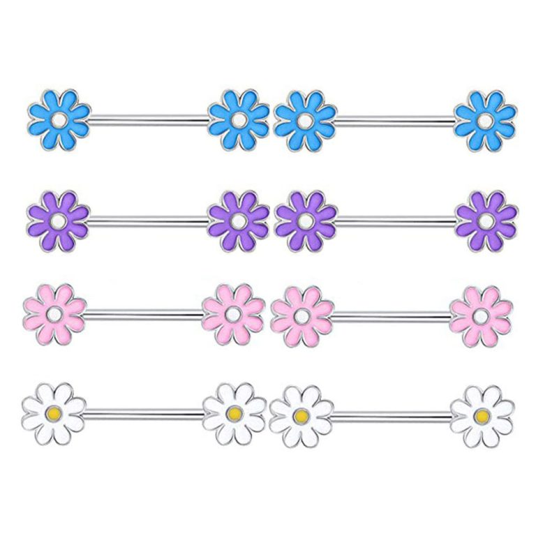 Europe and the United States cross-border products drop oil flower milk nail stainless steel 316 straight rod puncture jewelry ring spot wholesale