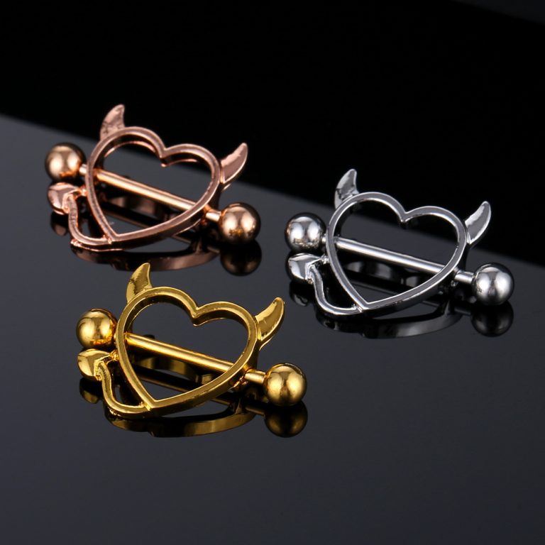 Cross-border products European and American little devil nipple nail body piercing jewelry heart-shaped nipple ring - Image 4