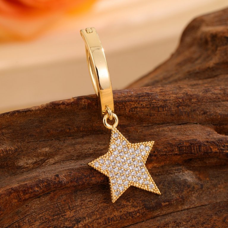 Cross-border new fashion temperament women's copper inlaid zircon five-pointed star belly button ring belly button puncture jewelry - Image 3