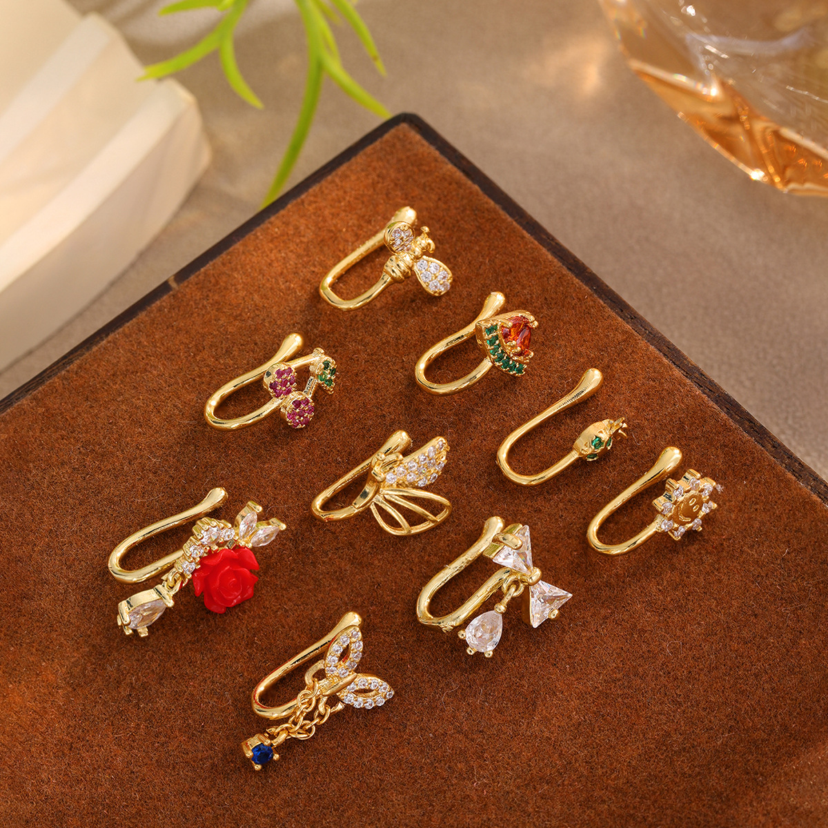 Butterfly nose ring jewelry Europe and the United States cross-border e-commerce hot nose clip punk manufacturers wholesale copper inlaid zircon
