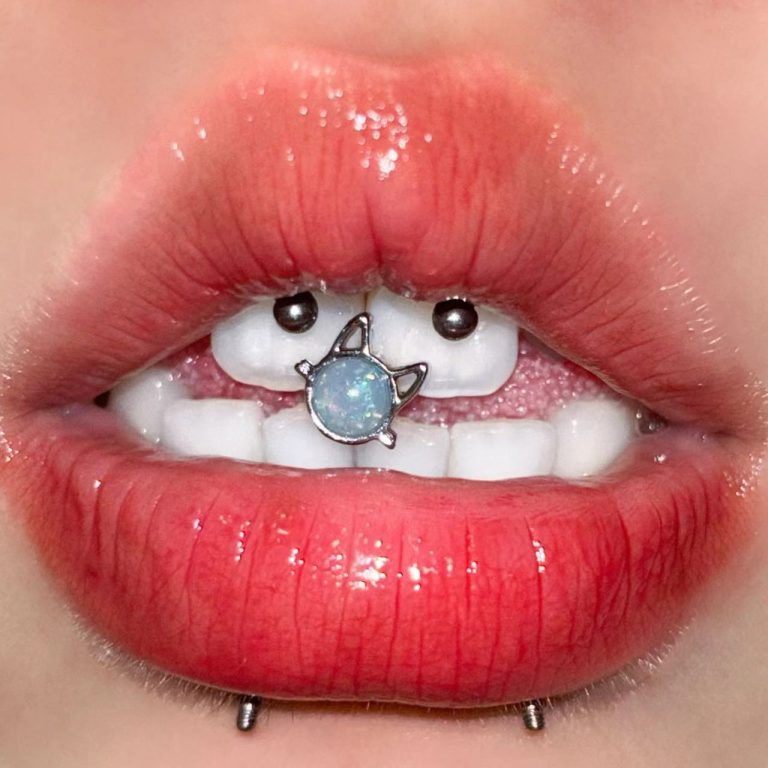 Cat cat eye stone tongue nail natural stone stainless steel tongue ring imitation Aobao tongue ornaments Europe and the United States