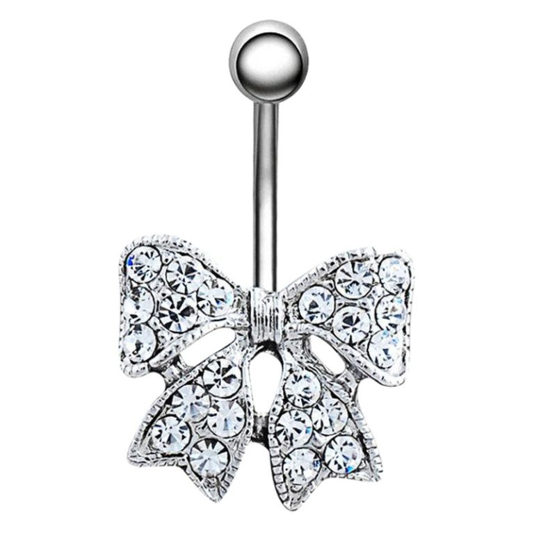 hot puncture belly dance jewelry diamond bow umbilical nail nail