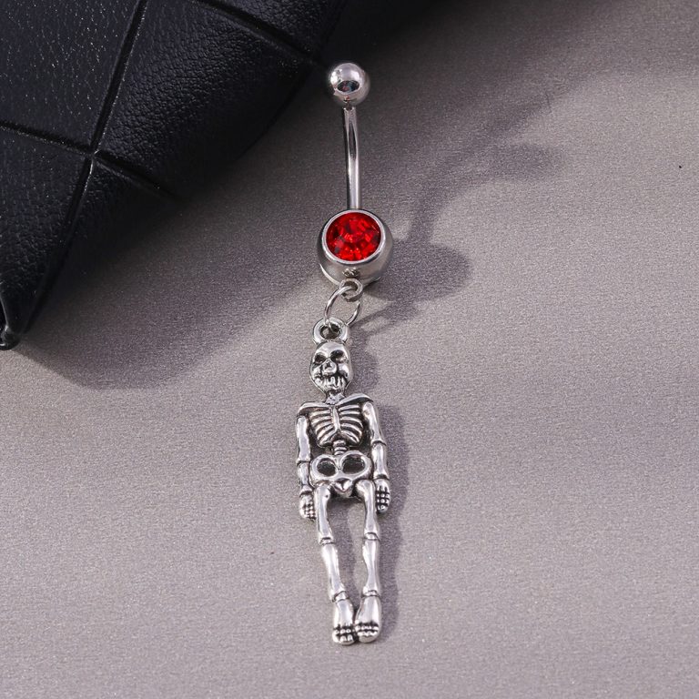 European and American cross-border jewelry personalized skull navel ring Halloween horror creative niche skull navel nail navel jewelry - Image 4