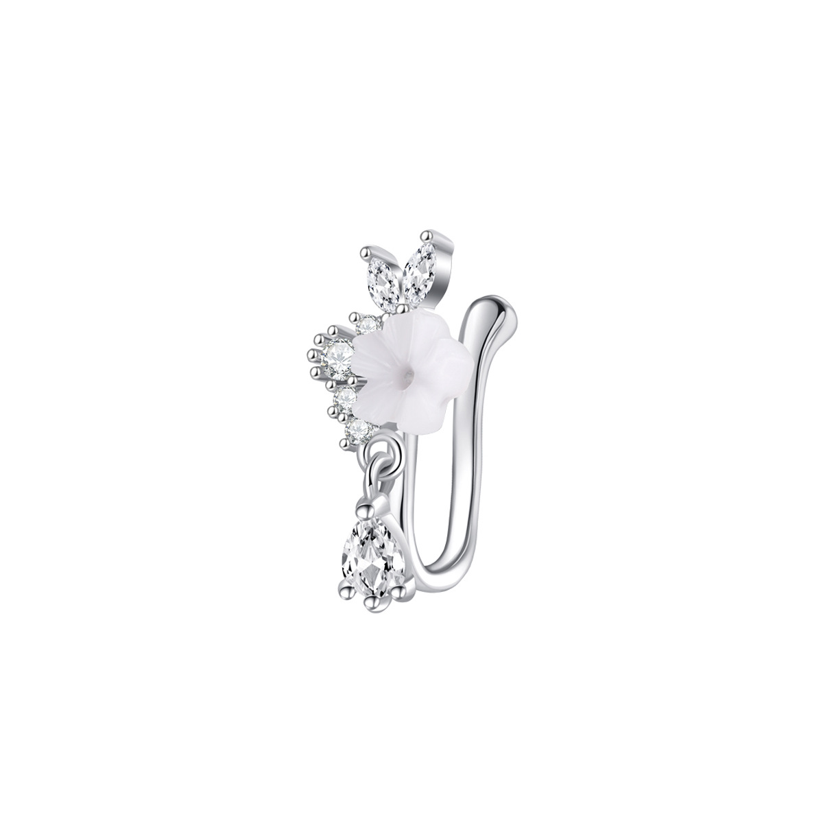 European and American Non-perforated U-shaped Nose Clip Set Zircon Butterfly Love Nose Ring Fake Nose Ornament Piercing Ornament Set Suitable for Women - Image 11