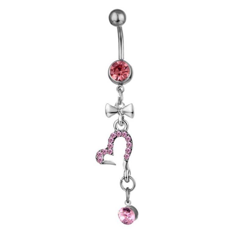 sexy accessories body piercing belly button ring bow love pendant belly button nail belly button ring