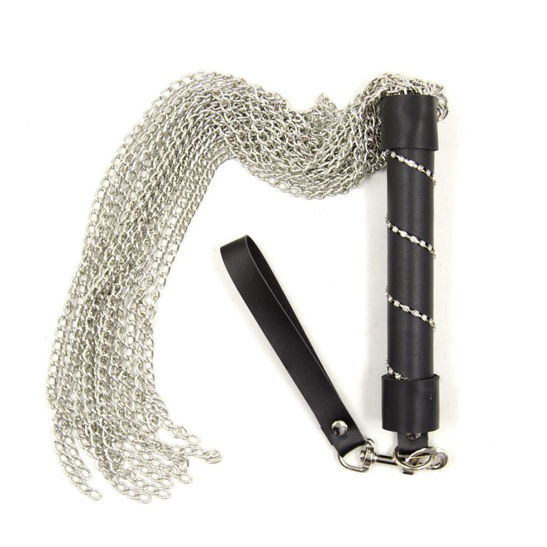 Adult Sex Products Leather Chain Whip Couples Flirting Toy Bondage Diamond Handlebar Leather Whip Props Leather Whip - Image 4