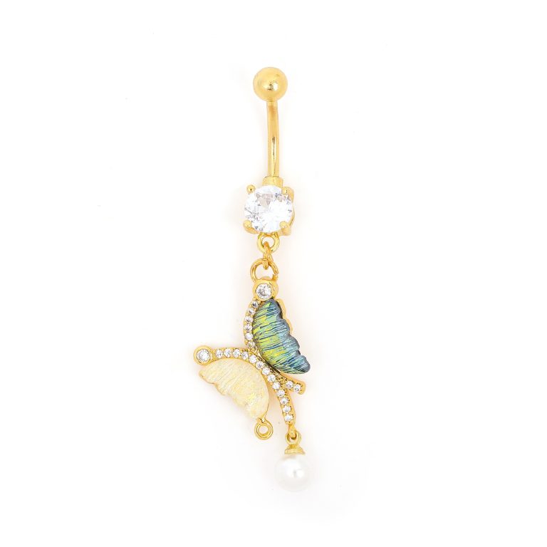 Internet celebrity new personalized navel buckle copper white stone inlaid creative butterfly navel nail simple fashion navel accessories for women in stock wholesale - Image 6