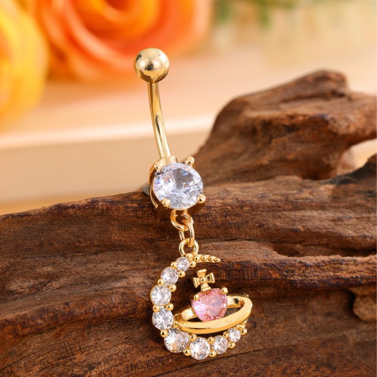 New creative moon-shaped navel ring diamond European and American fashion navel nail fashion trend body piercing jewelry