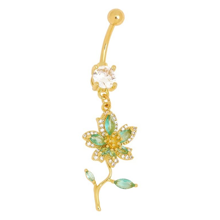 New style copper white stone inlaid exquisite flower navel buckle fashion creative temperament all-match pendant personalized navel nail female wholesale