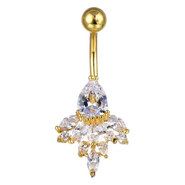 European and American fashion New puncture jewelry flower inlaid 3A zircon navel ring navel buckle navel nail manufacturer