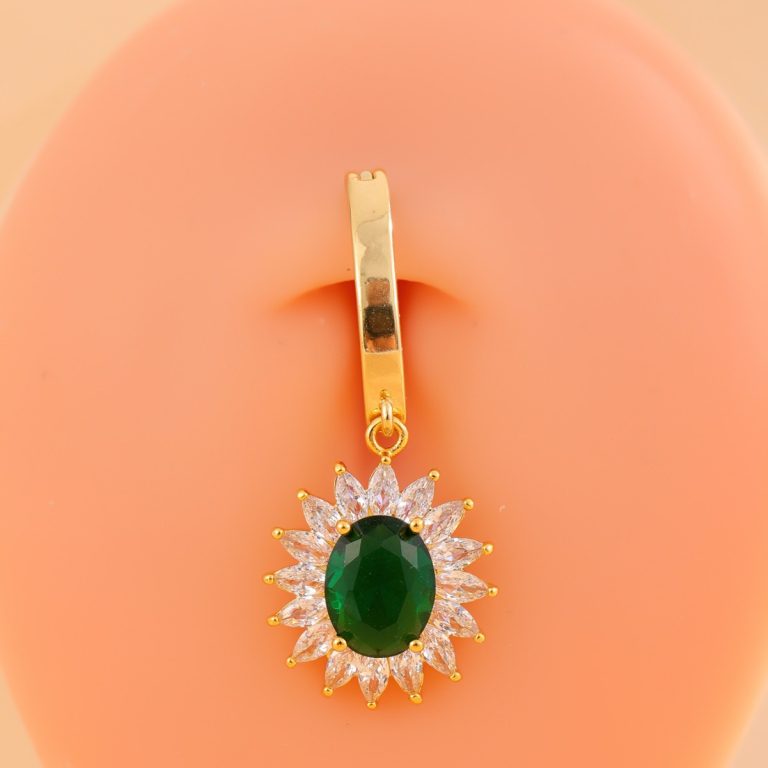 New summer emerald copper inlaid zircon pendant belly button jewelry niche design factory wholesale