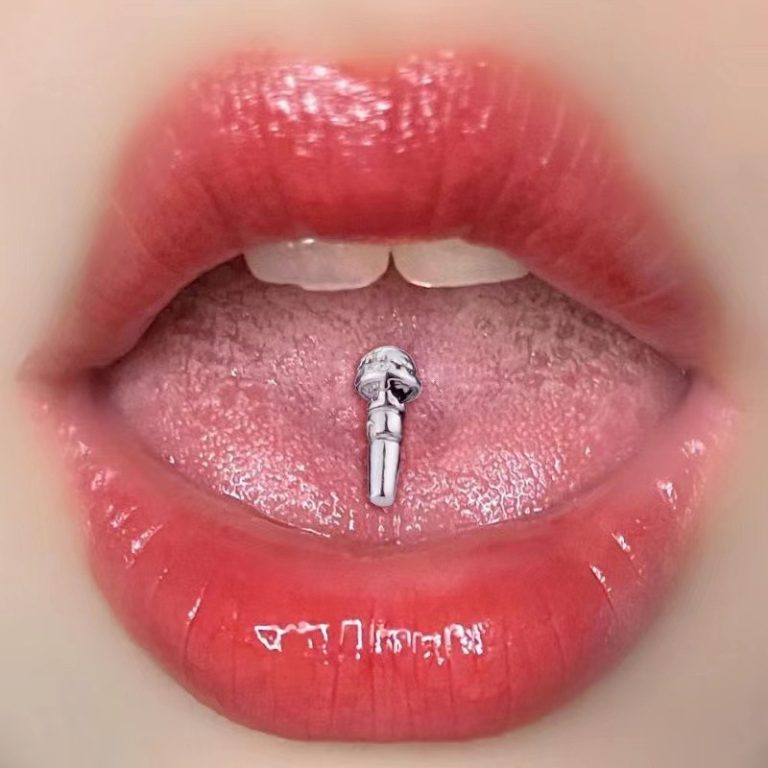 Microphone tongue nail stainless steel tongue ring punk European and American style