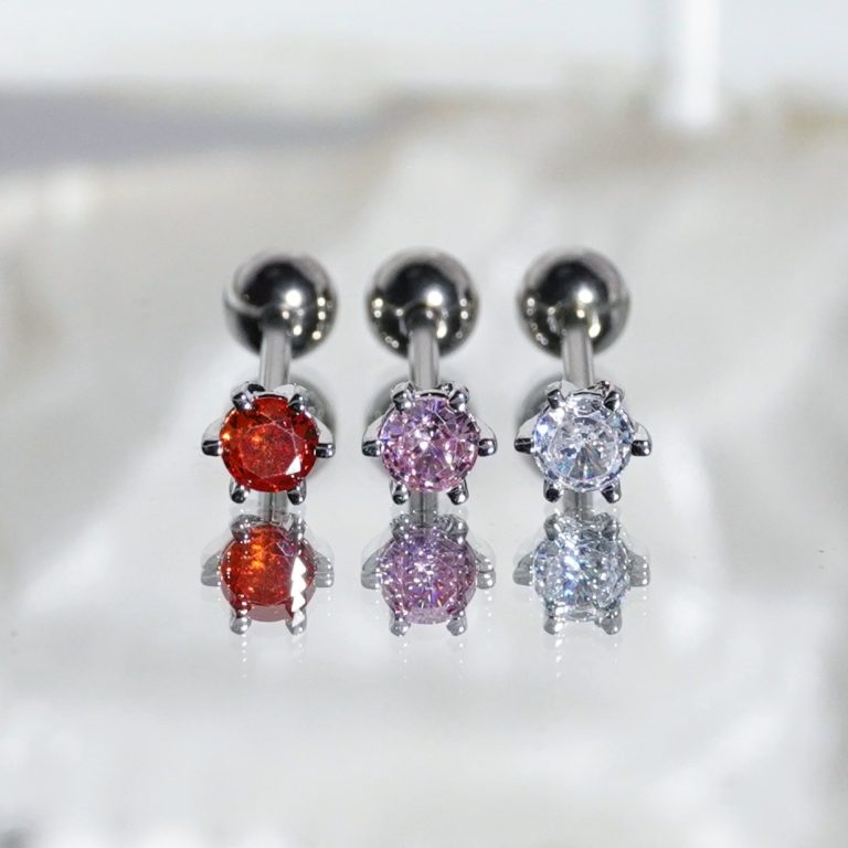 Three-color zircon tongue nail six-claw color stainless steel tongue ring new human body piercing jewelry - Image 4