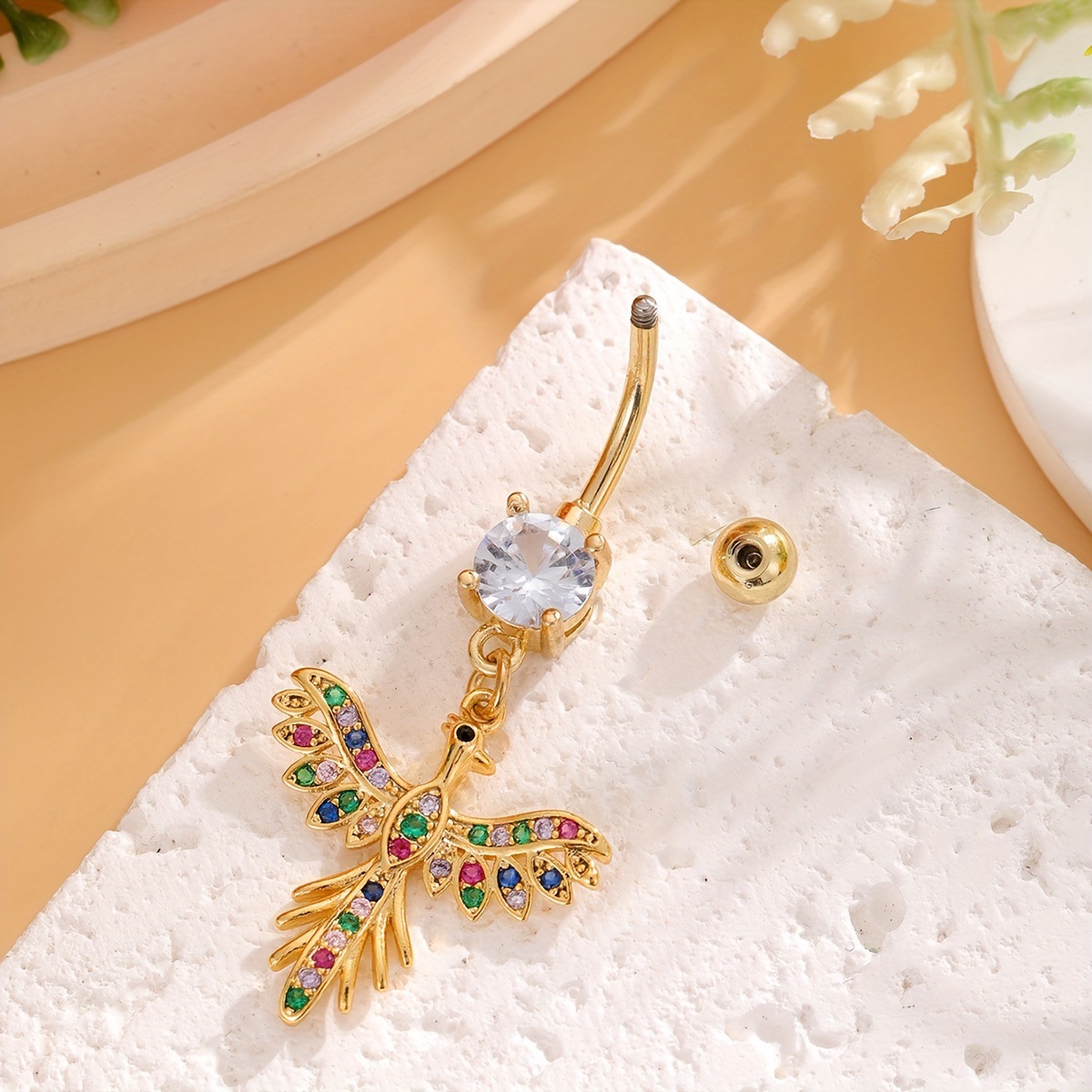 European and American fashion high grade copper inlaid zircon phoenix shape animal belly button piercing jewelry