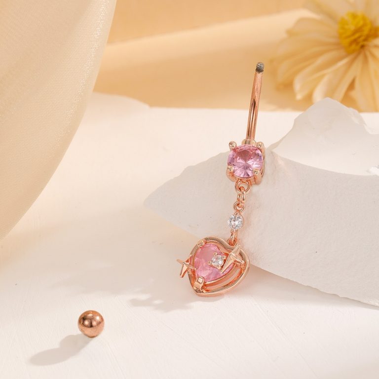 Factory direct love pendant navel nail copper stone diamond simple sexy navel ornaments fashion personality belly button spot