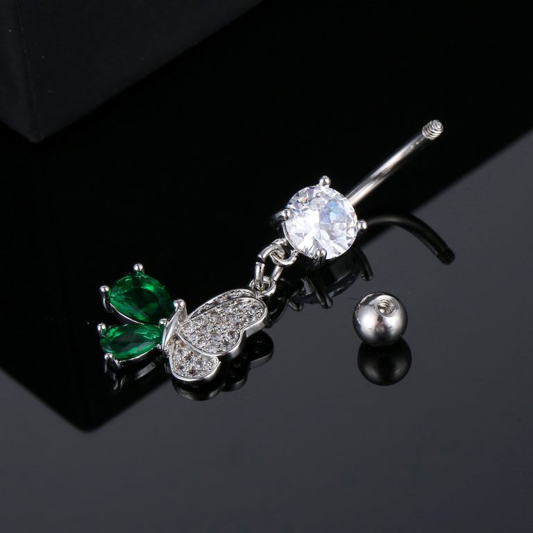 New AliExpress inlaid AAA zircon Color Butterfly belly button ring body piercing jewelry - Image 4