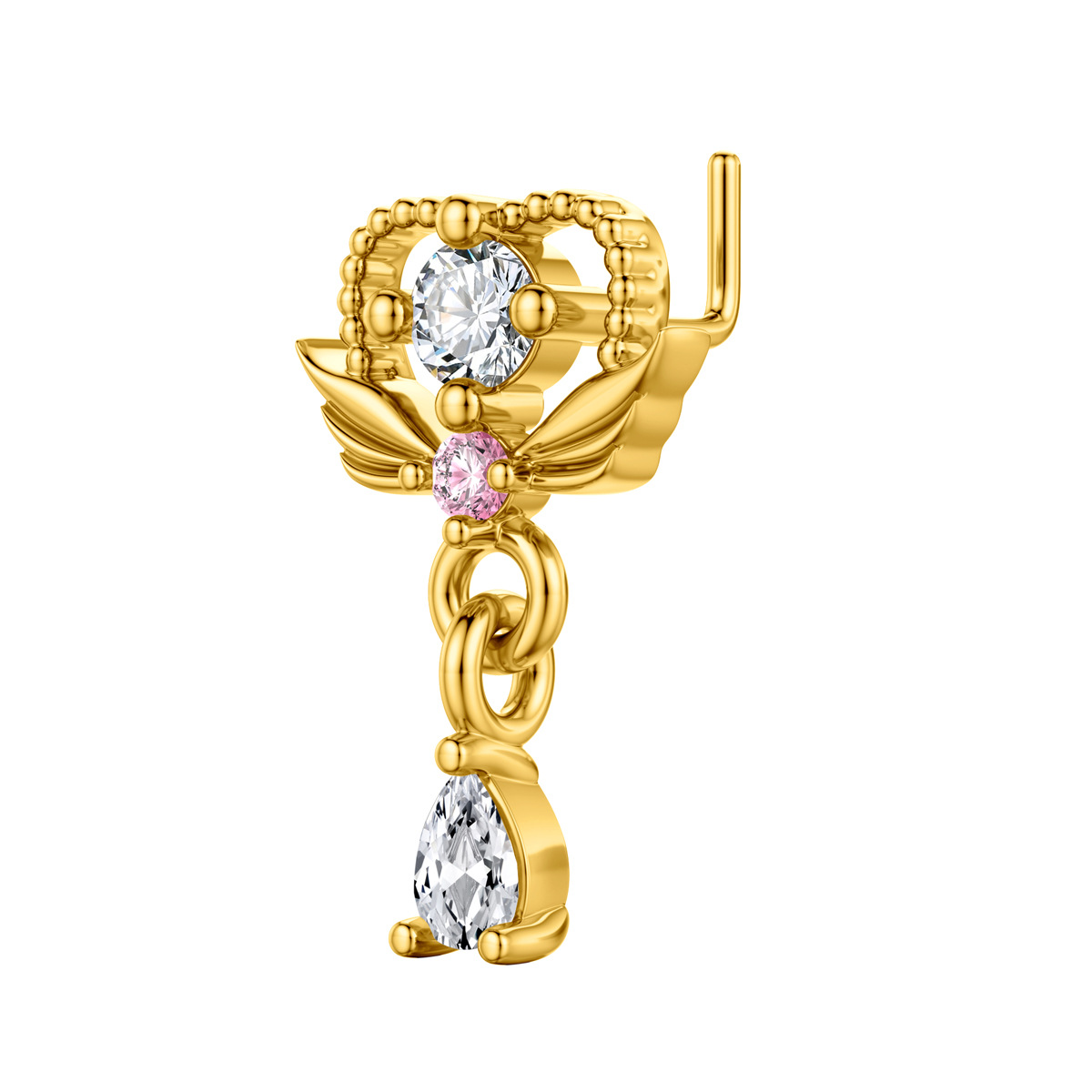 Europe and the United States cross-border copper plated real gold inlaid zircon women's nose nail nose ring jewelry manufacturers for wholesale - Image 6