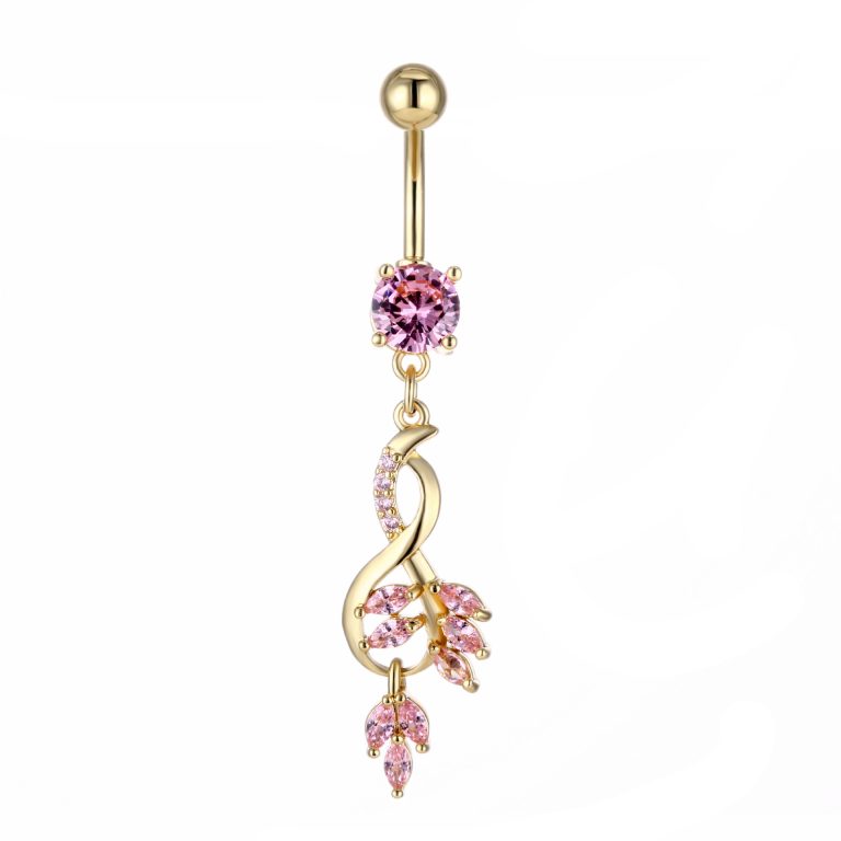 goods European and American body piercing jewelry leaves zircon navel ring navel nail - Image 3