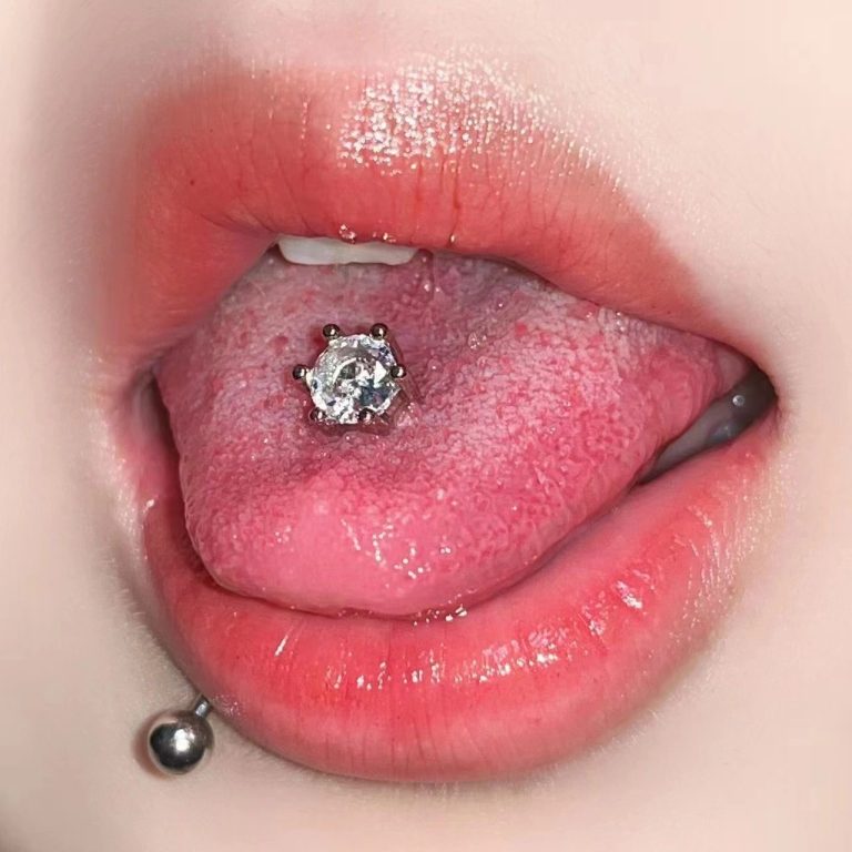 Three-color zircon tongue nail six-claw color stainless steel tongue ring new human body piercing jewelry - Image 6