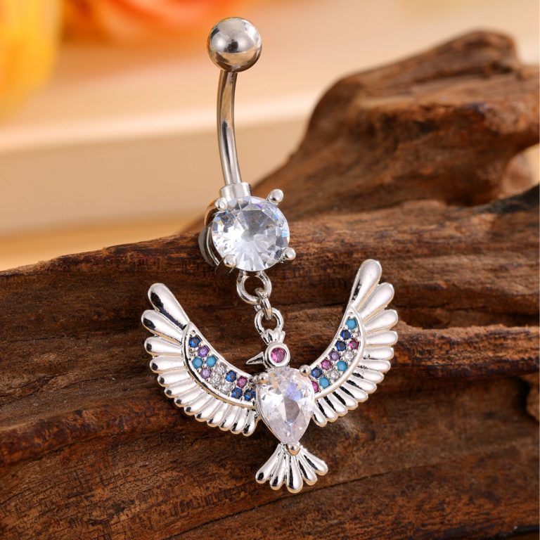 Creative color zirconium Dapeng wings belly button nail fashion body piercing jewelry niche temperament stainless steel belly button nail