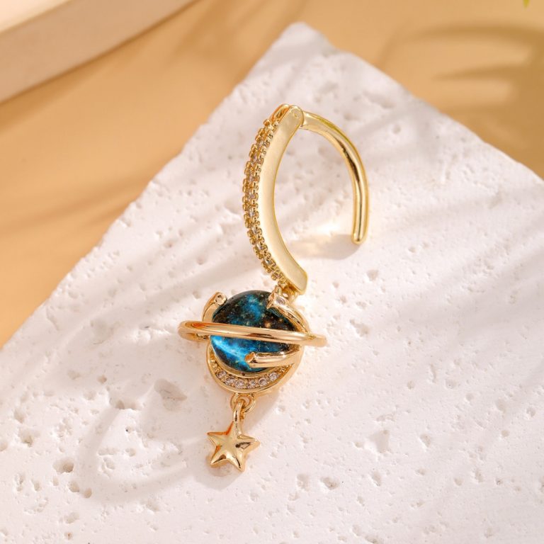 Cross-border New Star Cosmic Planet Copper Zircon Pendant Umbilical Ring Gloss Navel Buckle Navel Ring Piercing Jewelry