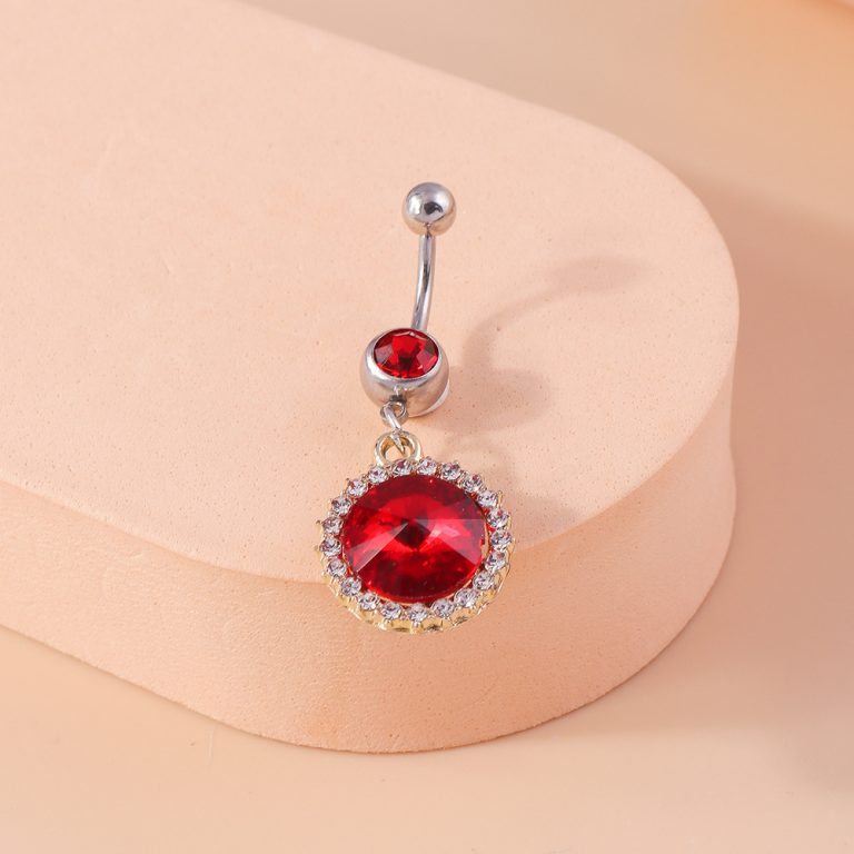 Europe and the United States cross-border jewelry point diamond Ruby belly button nail temperament sexy elegant fashion trend belly button ring jewelry - Image 3