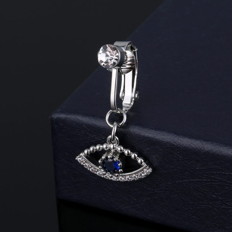 goods hot sale punch-free fake navel buckle European and American style pendant inlaid zircon navel nail ear clip - Image 3