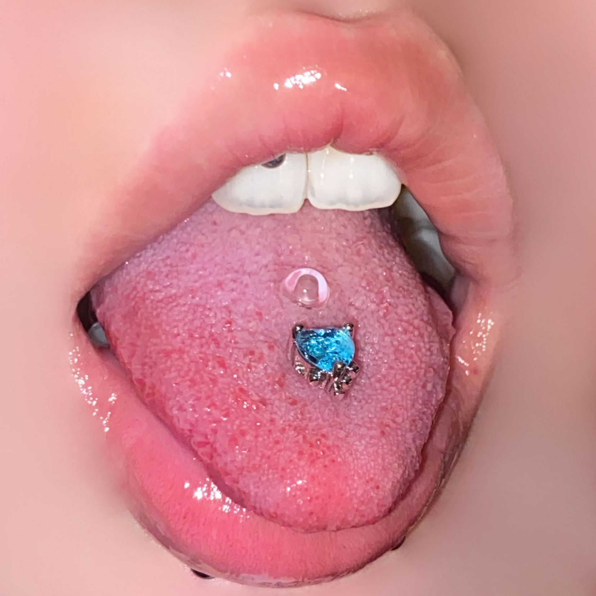 Love zircon tongue nail 316 stainless steel tongue ring 1.6/1.2