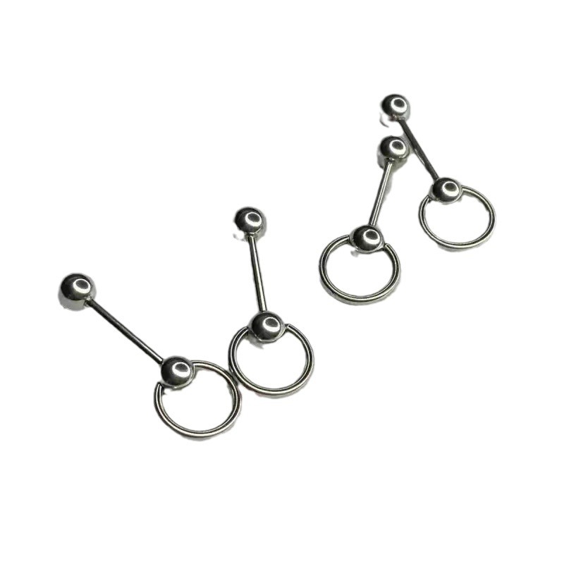 Circle buckle tongue nail stainless steel tongue ring Seiko ring chain tongue decoration new human body piercing jewelry - Image 4