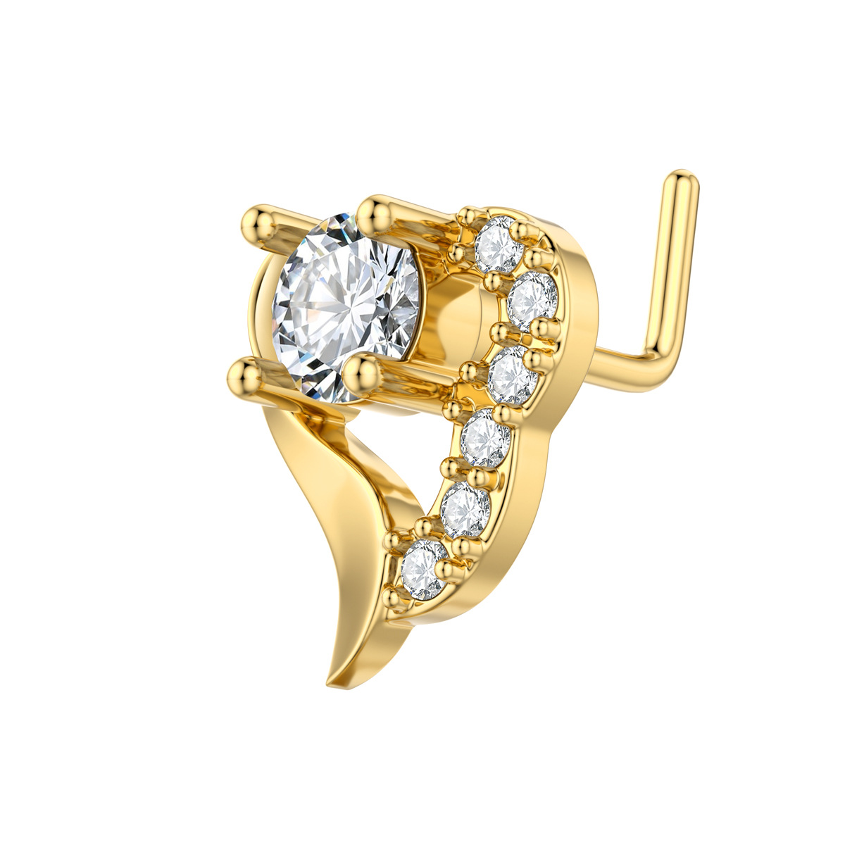 New sexy temperament high sense nose nail copper Hao stone inlaid L-shaped straight rod manufacturers wholesale - Image 6