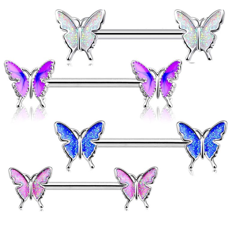 European and American Cross-border Products Spot Oil Dropping Butterfly Rings Stainless Steel 316 Straight Puncture Jewelry Chest Decorative Nails