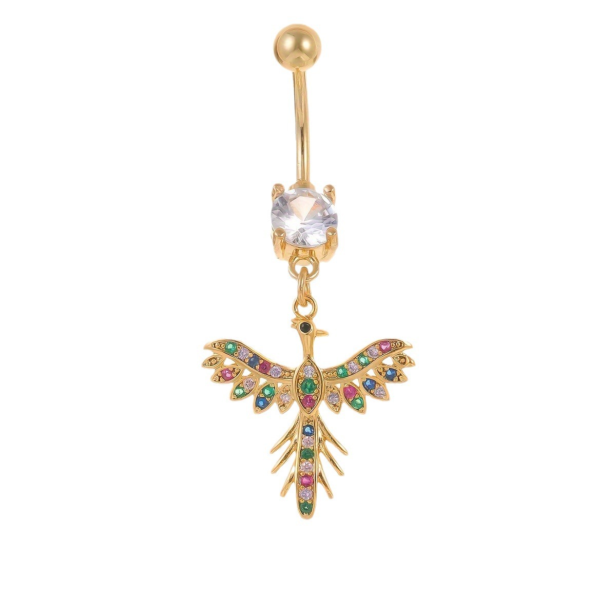 European and American fashion high grade copper inlaid zircon phoenix shape animal belly button piercing jewelry - Image 5