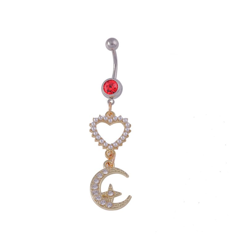 Europe and the United States cross-border jewelry hollow love moon belly button nail light luxury Wind Point drill point Pearl fashion sexy belly button ring - Image 6