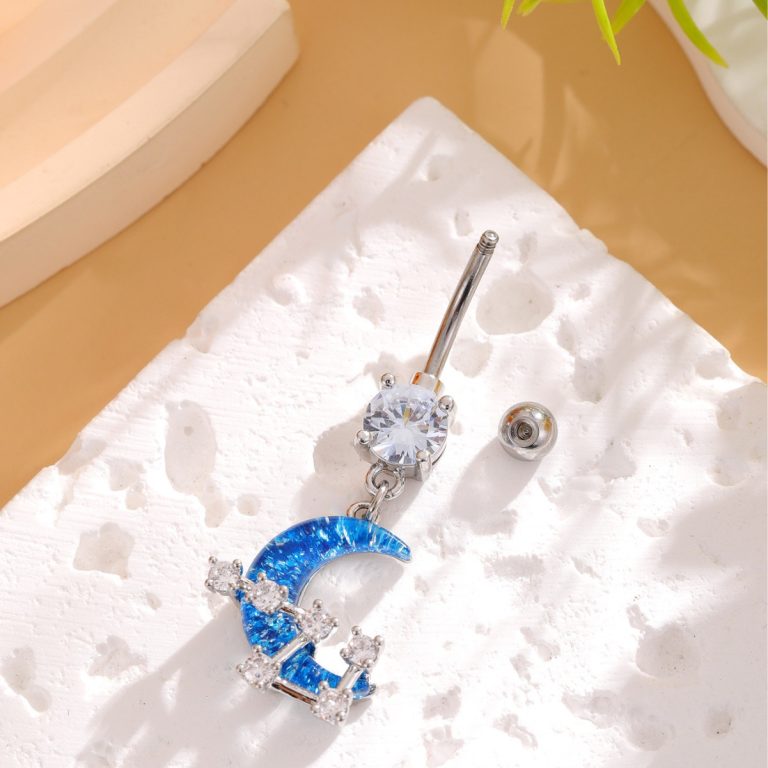 New Starry Sky Moon Navel Nail Female Niche Design Human Navel Nail Advanced Temperament Navel Piercing Jewelry - Image 4