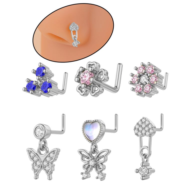 Factory wholesale Europe and the United States cross-border popular love butterfly flower nose nail nose piercing jewelry