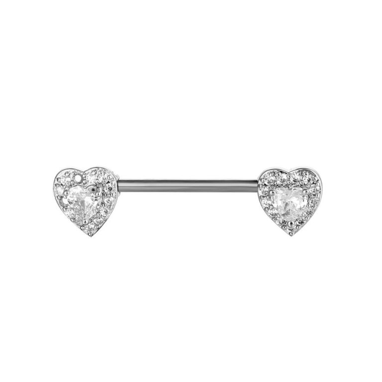 European and American Cross-border Commodities Body Puncture Jewelry Double Peach Heart Zircon Nipple Jewelry Straight Rod Nail Nail Ring - Image 7