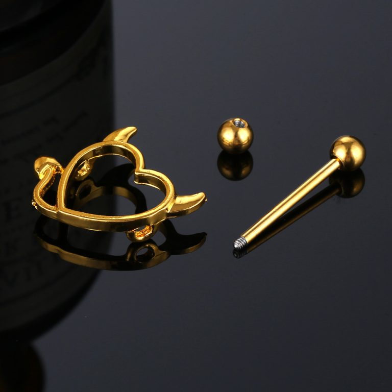 Cross-border products European and American little devil nipple nail body piercing jewelry heart-shaped nipple ring - Image 5