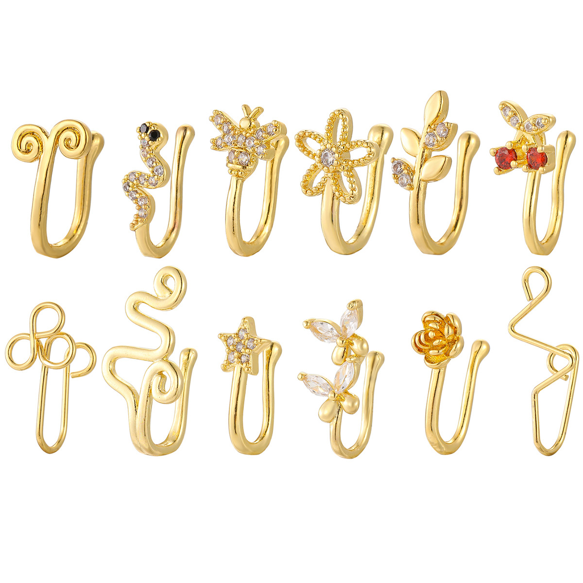 Factory Direct supply new copper white stone inlaid high-looking sexy nose decoration light luxury niche high-grade nose nail wholesale - Image 5