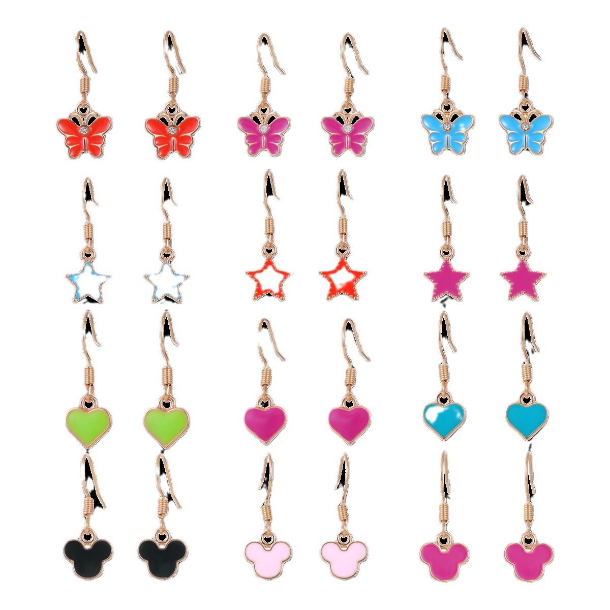 Cartoon cute color alloy oil drop love stars butterfly nose nail manufacturers wholesale - Image 5