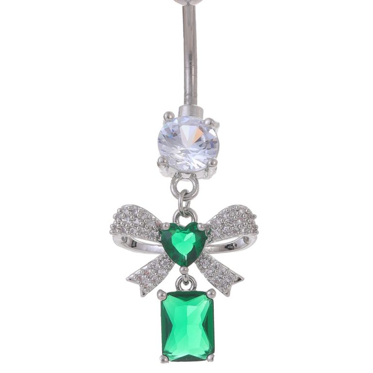 Fashion Diamond-encrusted Shiny Navel Nail Body Piercing Navel Jewelry Bow Stainless Steel Navel Nail - Image 5