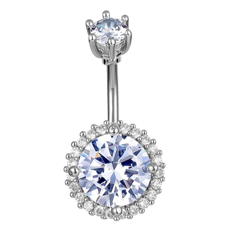 New Amazon  European and American puncture jewelry round heart-shaped flowers high-quality zircon belly button nail belly button ring - Image 8