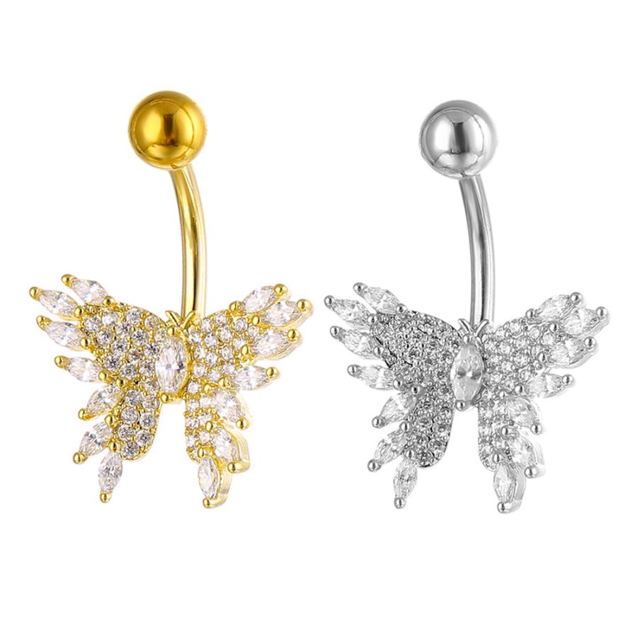 New Butterfly Inlaid Multi-Zirconia Navel Ring Navel Nail Body Piercing Jewelry Source  Online