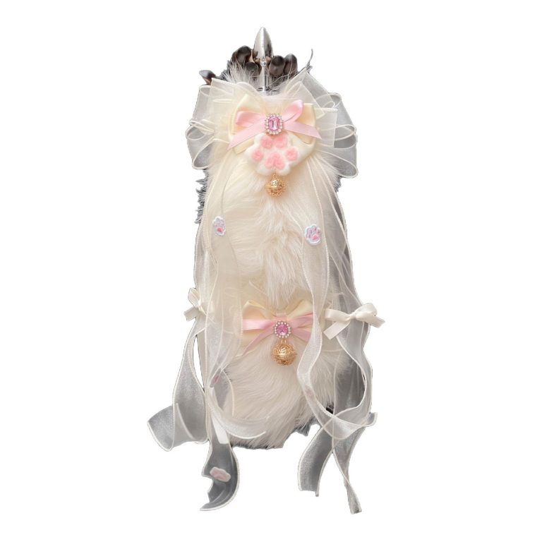 Cute Meow cute pink and white bow bell cat's paw SM sexy collar nipple clamp fox tail butt plug - Image 5