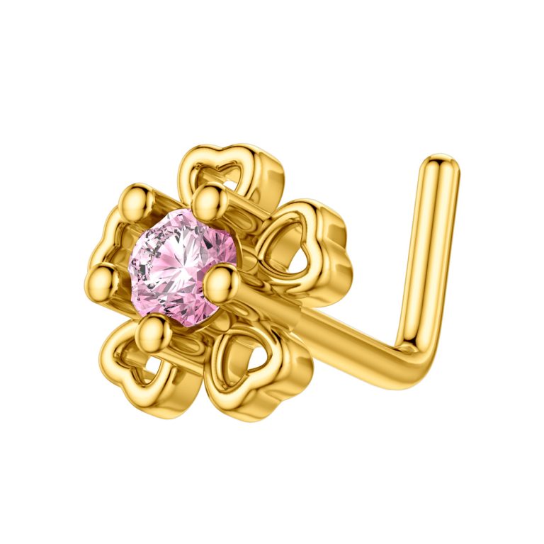 Cross-border fashion hot copper plated real gold inlaid zircon butterfly love nose nail nose ring puncture jewelry manufacturers direct supply - Image 8
