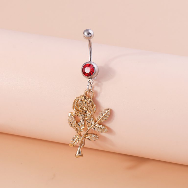 Europe and the United States cross-border jewelry personality temperament rose navel nail elegant flower flower fashion navel ornaments - Image 3