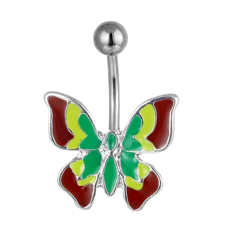 Body piercing jewelry simple dripping oil color butterfly navel nail navel buckle navel jewelry