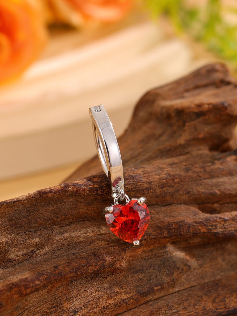 Europe and the United States hot new love pendant fashion plating does not fade red heart-shaped copper inlaid zircon belly button buckle - Image 5