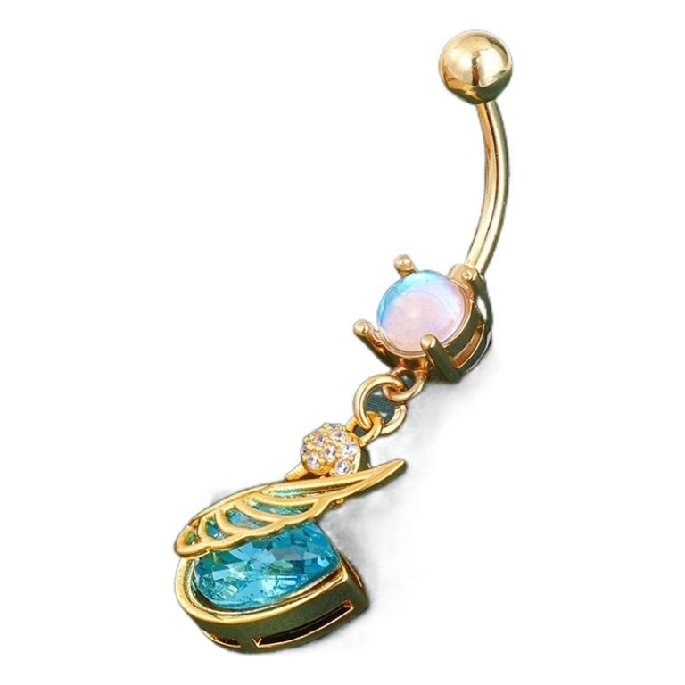 Little Swan navel buckle copper white stone inlaid design sense fashion all-match navel nail sexy temperament niche exquisite pendant for women