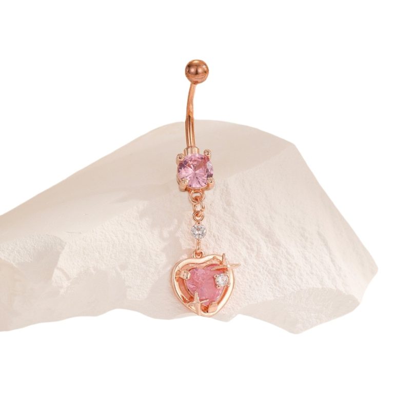 Factory Direct love pendant navel nail copper white stone diamond-embedded Simple Sexy navel decoration fashion personality navel buckle in stock