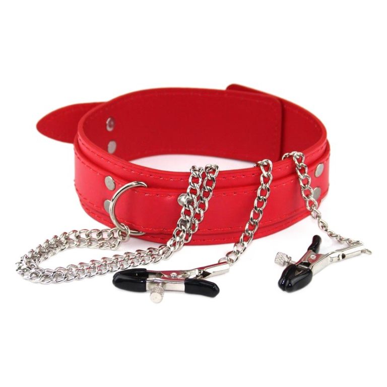 Female slave collar breast clip female dog chain collar husband and wife flirting props training Shuangfeng breast abuse alternative toys